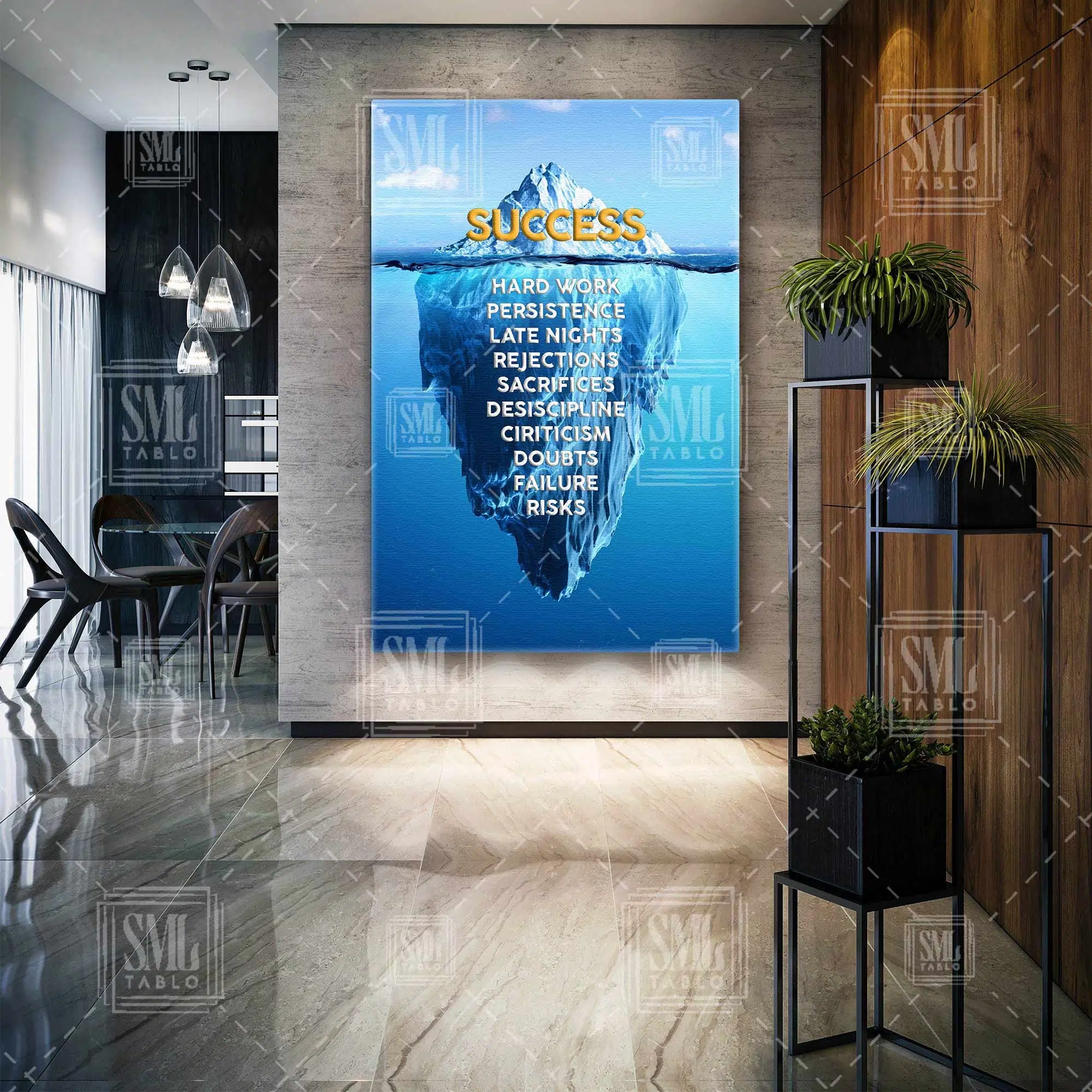 İngilizce Motivasyon Başarı Buzdağı Iceberg Buzdağı Görünen Görünmeyen Kısmı Dikey Kanvas Tablo