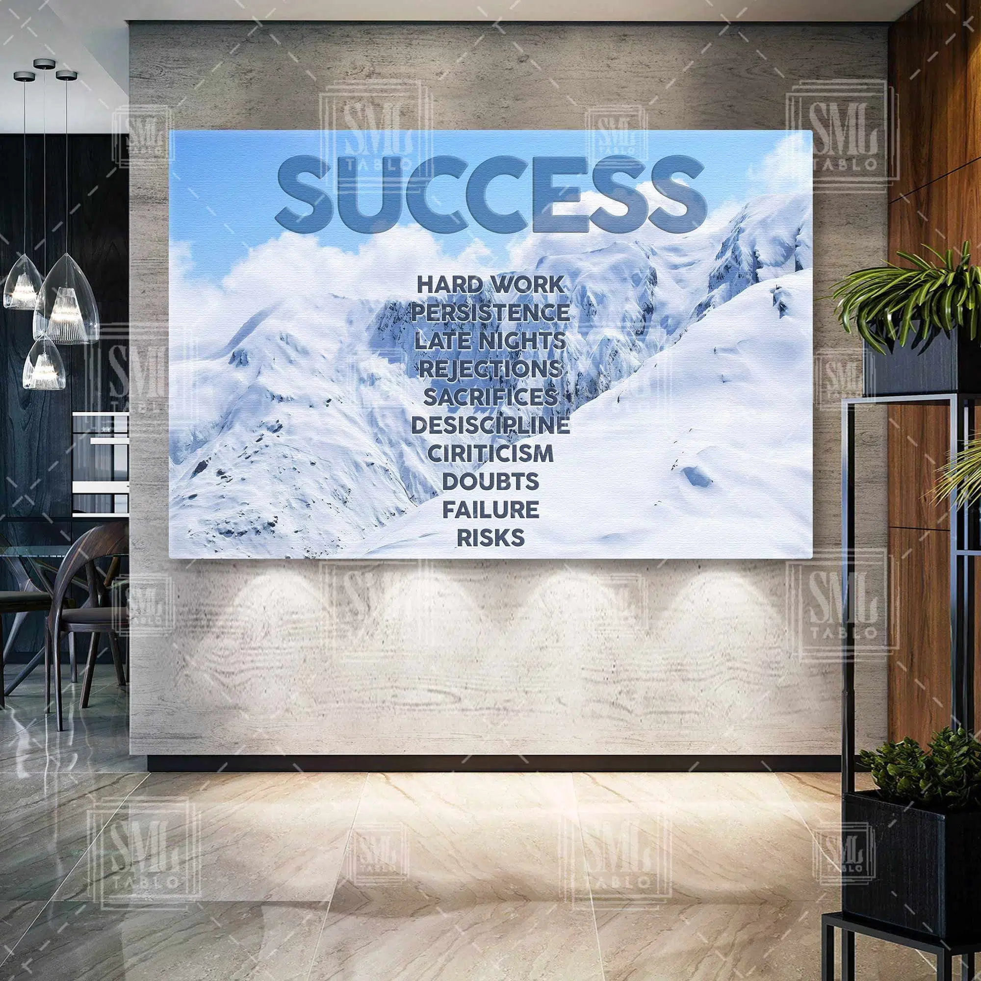 Success Mountain Buzdağı Görünen Görünmeyen Kısmı Motivasyon Başarı Motivation Yatay Kanvas Tablo