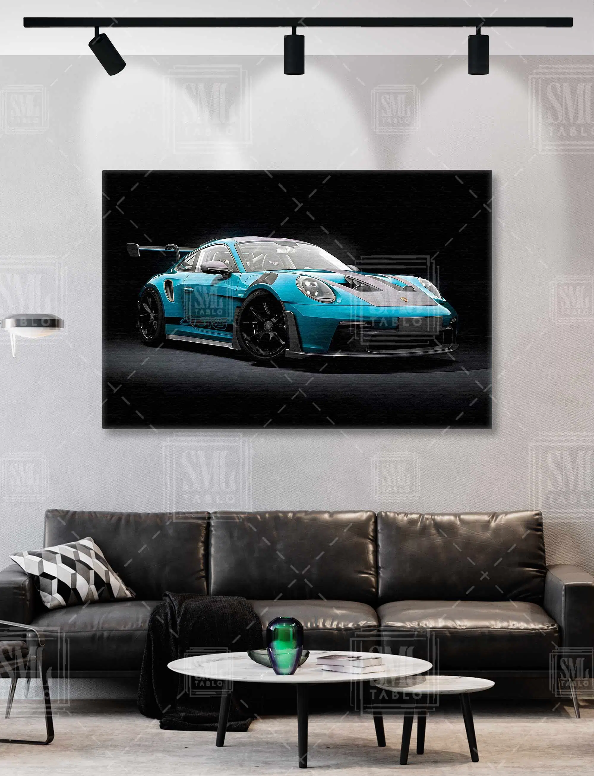 2023 Porsche 911 GT3 RS Mavi Spor Araba Yarış Arabası Yatay Kanvas Tablo