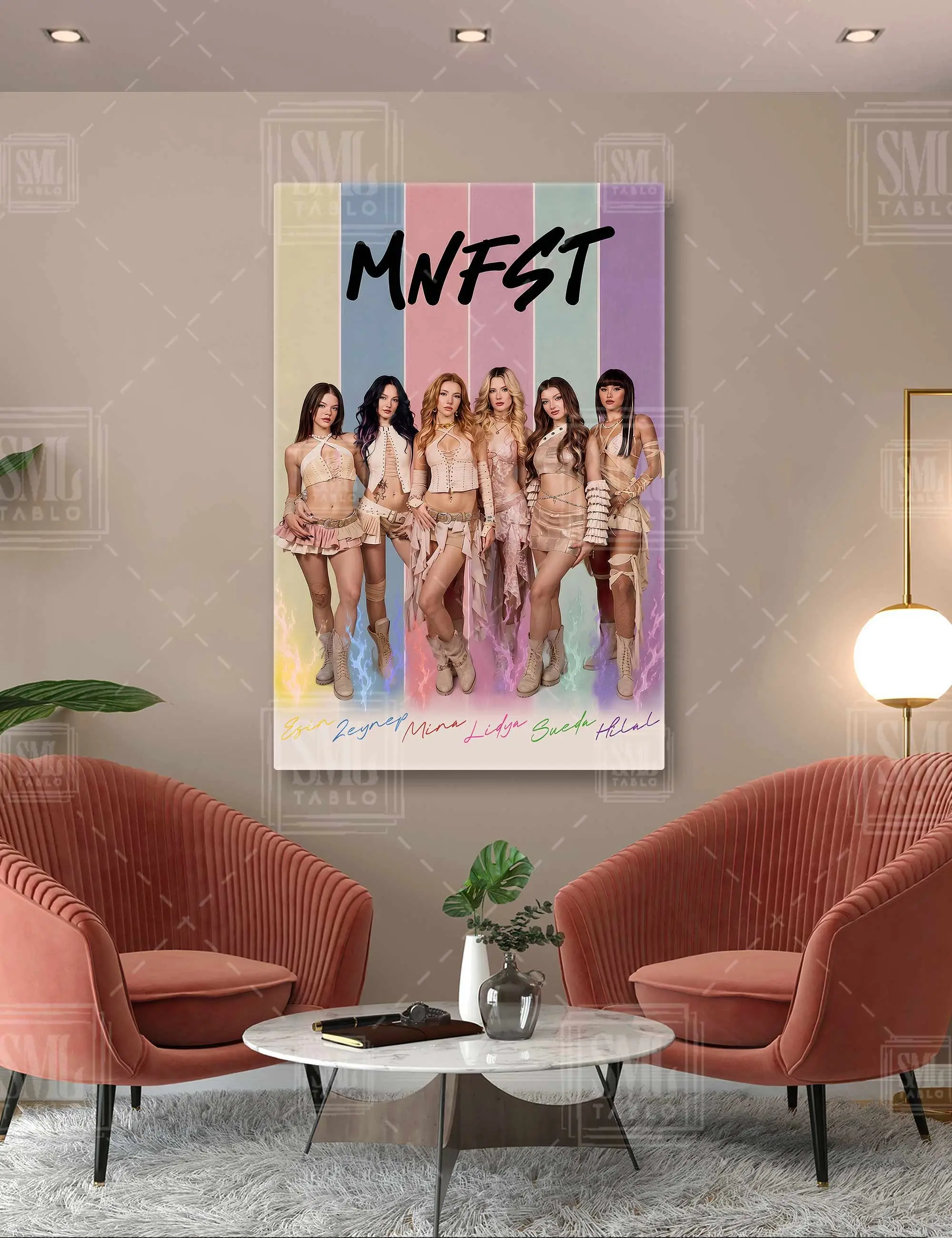 Manifest Kız Grubu Müzik Zoktay Mina Hilal Sueda Lidya Esin Doğum Günü Hediyesi Dikey Kanvas Tablo