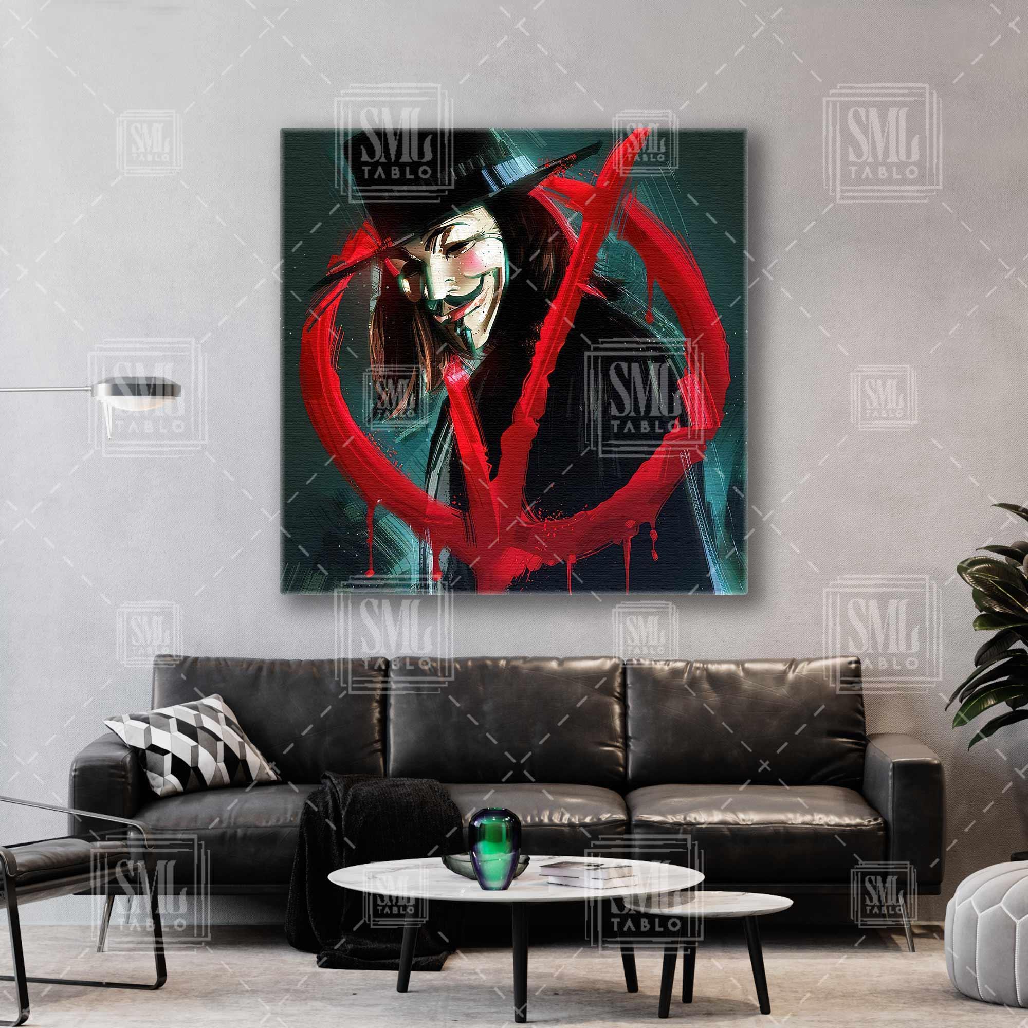 V For Vendetta İlüstrasyonu Maske Fikirler Kurşun İşlemez Kare Kanvas Tablo V For Vendetta İlüstrasyonu Maske Fikirler Kurşun İşlemez Kare Kanvas Tablo