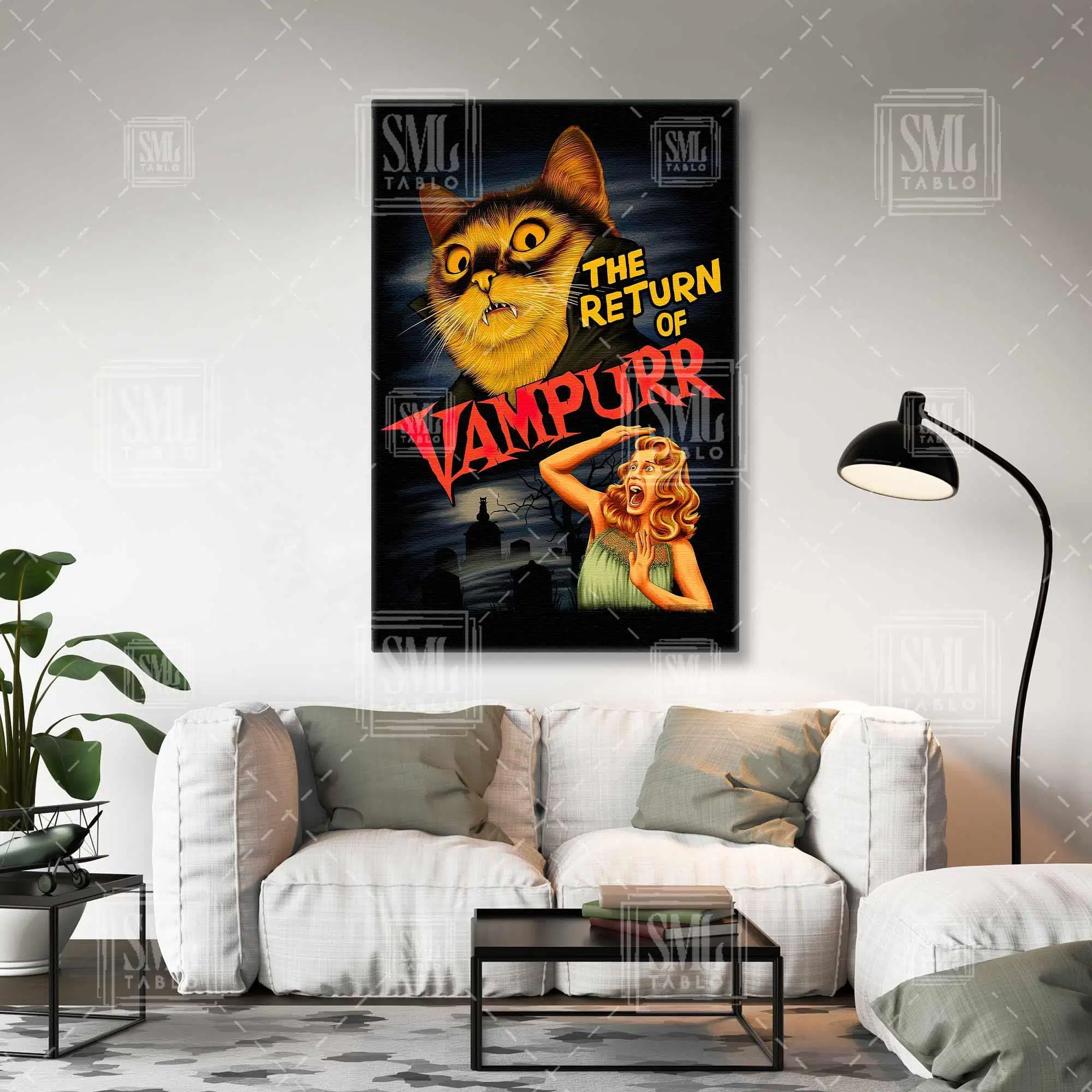 Vampir Kedi Vampir Filmi Parodisi The Return Of Vampurr Dikey Kanvas Tablo