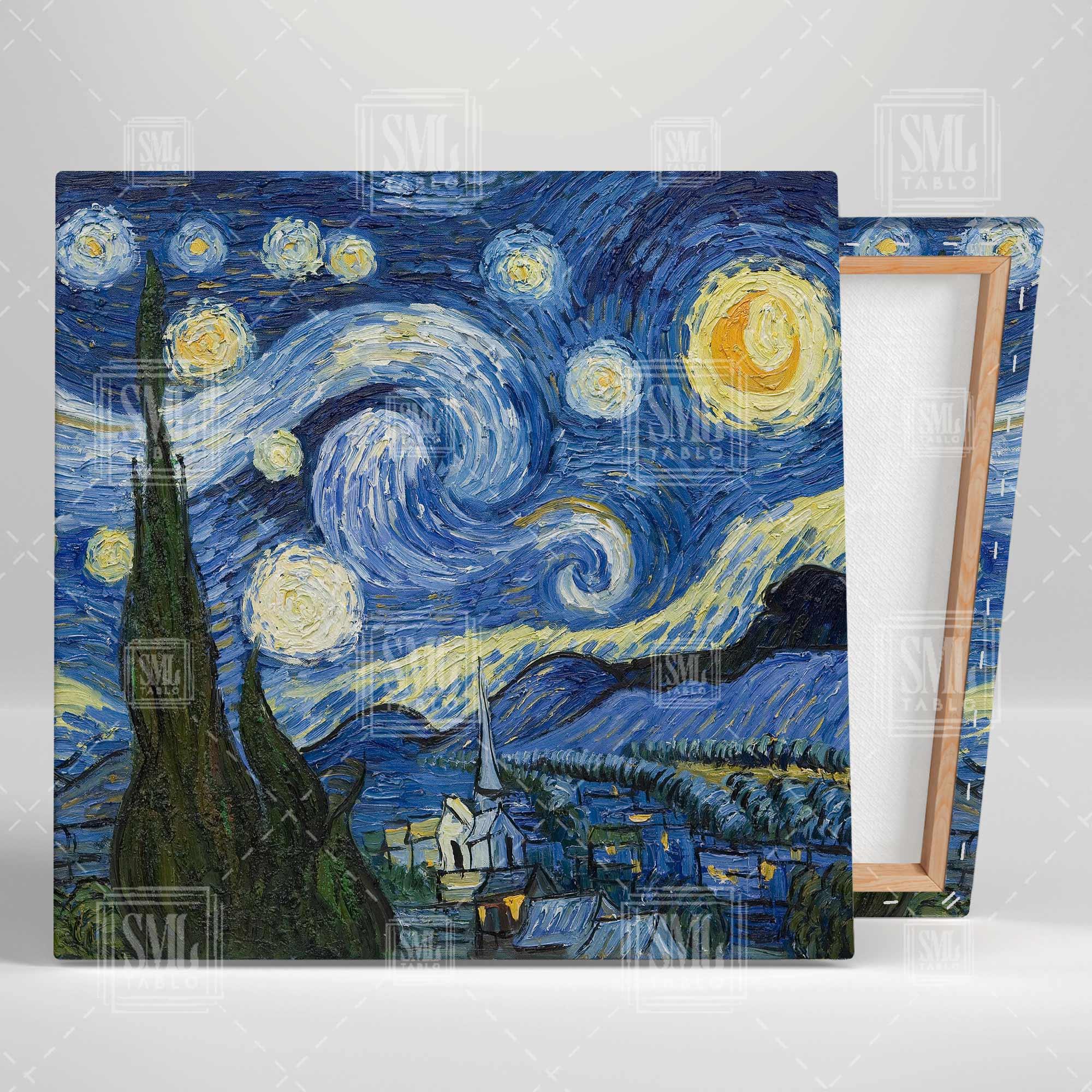 Van Gogh Yıldızlı Gece Tablosu Modern Sanat Yağlı Boya Efektli Kare Kanvas Tablo Van Gogh Yıldızlı Gece Tablosu Modern Sanat Yağlı Boya Efektli Kare Kanvas Tablo