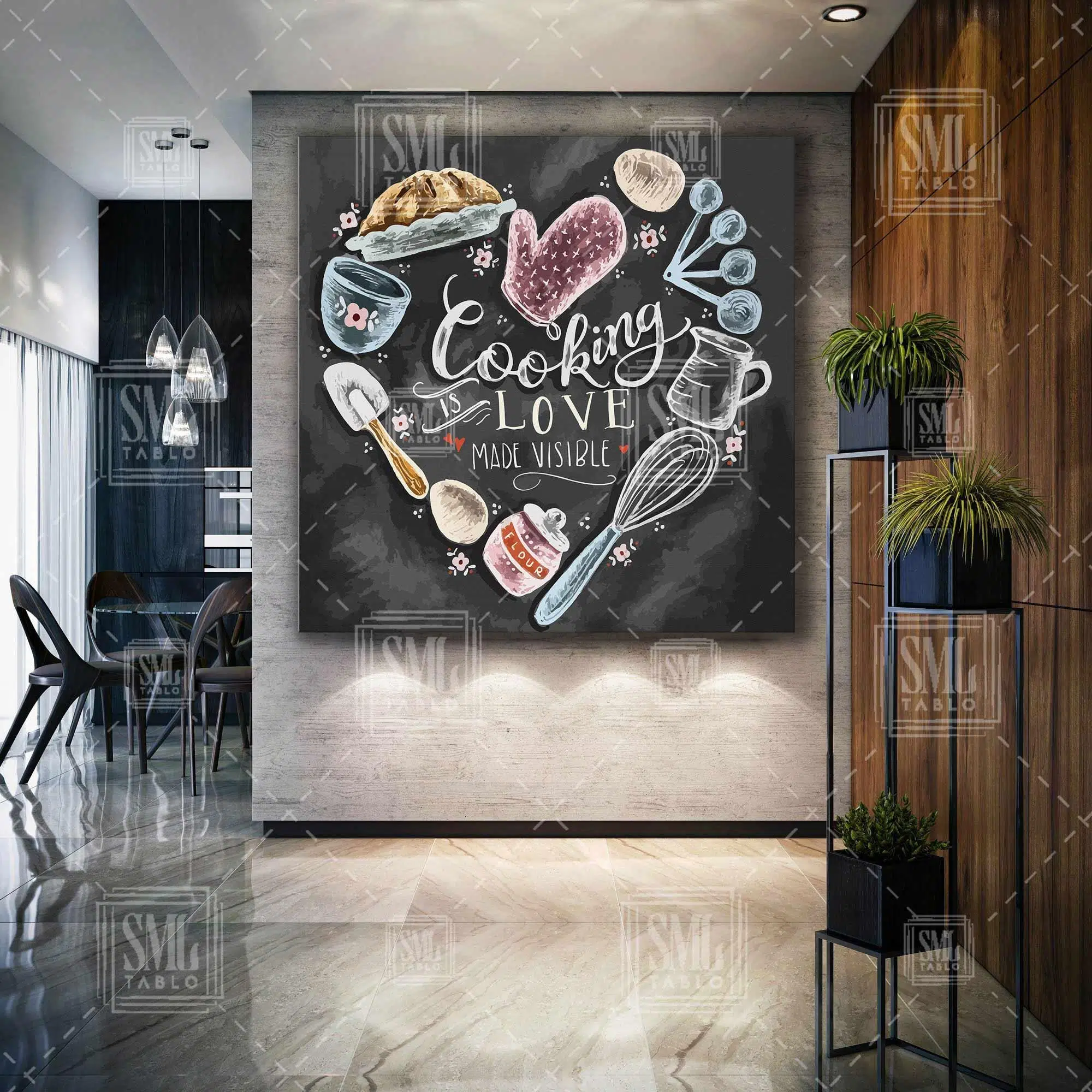 Yemek Yapmak Aşktır Cooking İs Love Benim Mutfağım Dekor Kare Kanvas Tablo