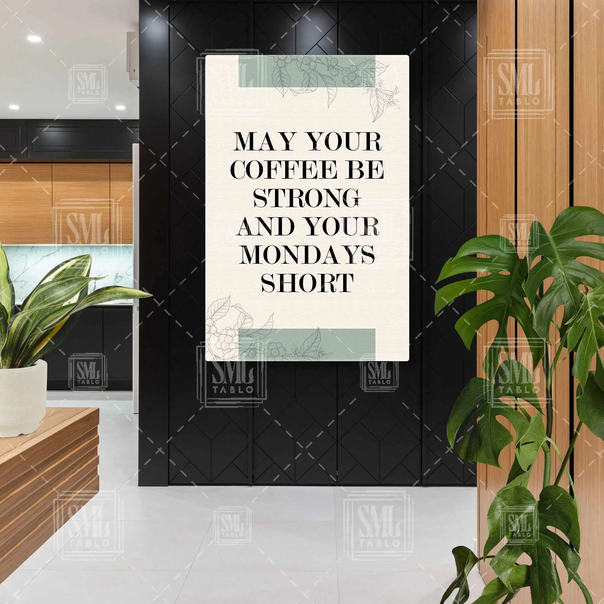 Yeni Nesil Butik Kahveci Tipografik Boho Minimal Dikey Kanvas Tablo